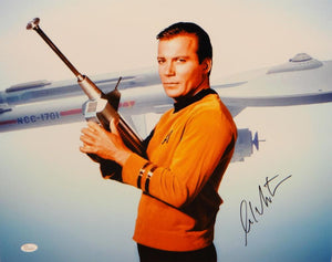 William Shatner Signed *Black Star Trek 16x20 Captain Kirk Posing Photo- JSA W Auth