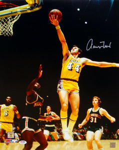 Jerry West Autographed Los Angeles Lakers 16x20 Layup P.F. Photo- PSA/DNA Auth