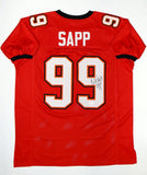 Warren Sapp Autographed Red Pro Style Jersey With HOF- JSA Witnessed Auth