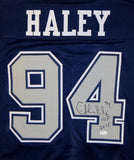 Charles Haley Autographed Blue Pro Style Jersey With HOF- JSA Witnessed Auth