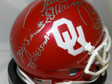 White Owens Sims Autographed OU Sooners Schutt Mini Helmet W/ Heisman-JSA W Auth