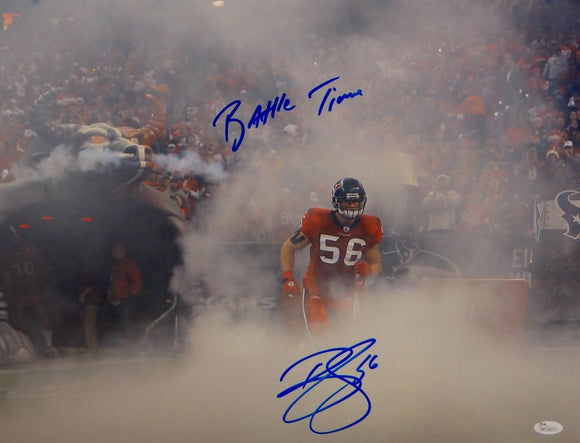 Brian Cushing Autographed Texans 16x20 In Smoke Photo W/ Battle Time- JSA W Auth