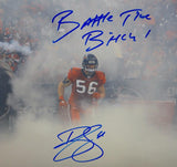 Brian Cushing Signed Texans 16x20 In Smoke Photo W/Battle Time Bitch- JSA W Auth
