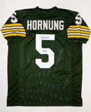 Paul Hornung Autographed Green Pro Style Jersey With HOF- JSA Witnessed Auth