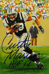 Curtis Martin Autographed New York Jets Goal Line Art Card With HOF- JSA W Auth