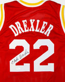Clyde Drexler Autographed Red Jersey- JSA Witnessed Authenticated