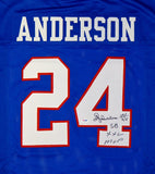 Ottis Anderson Autographed Blue Pro Style Jersey With SB MVP-  PSA/DNA Auth