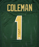 Corey Coleman Autographed Green College Style Jersey- JSA Witnessed Auth
