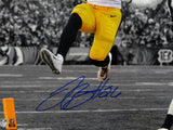 LeVeon Bell Autographed Steelers 16x20 B&W With Color Jumping PF. Photo- JSA W Auth