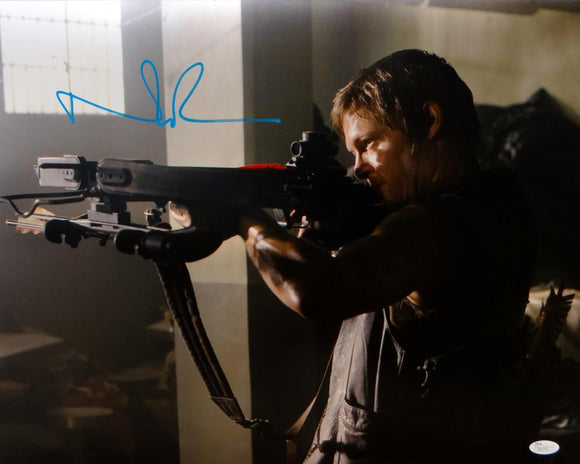 Norman Reedus Signed Walking Dead 16x20 Standing With Crossbow Photo- JSA Auth