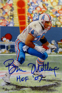 Bruce Matthews Autographed Houston Oilers Goal Line Art Card W/ HOF- JSA W Auth