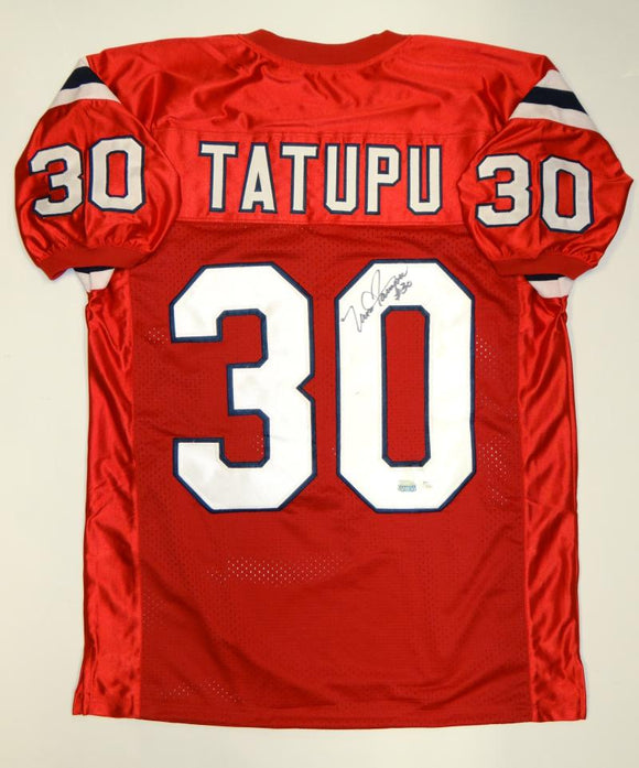 Mosi Tatupu Autographed Red Pro Style Jersey- JSA Authenticated