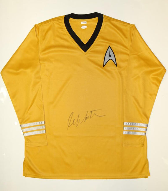 William Shatner Signed Star Trek Captain Kirk Gold Shirt- JSA Witnessed Auth