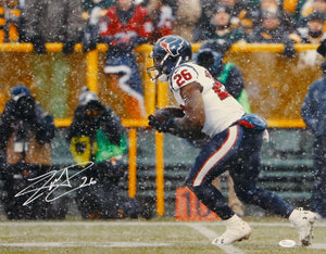 Lamar Miller Autographed Houston Texans 16x20 Running In Snow Photo- JSA W Auth
