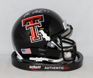 Wes Welker Autographed Texas Tech Red Raiders Black Mini Helmet- Fanatics Auth