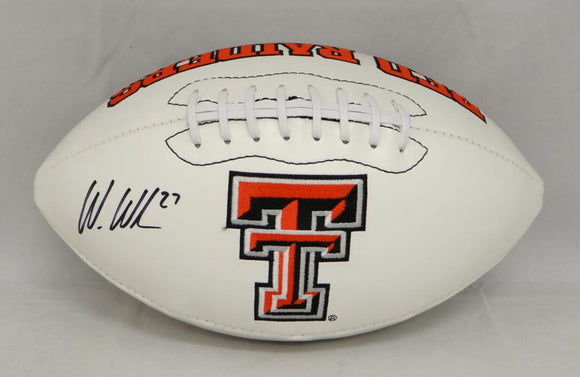 Wes Welker Autographed Texas Tech Red Raiders Logo Football- Fanatics Auth