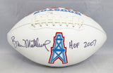 Bruce Matthews Autographed Houston Oilers Logo Football With HOF- JSA W Auth