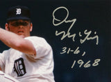 Denny McLain Signed Detroit 8x10 Pitching PF Photo W/ 31-6, 1968- JSA W Auth