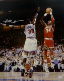 Hakeem Olajuwon Houston Autographed 16x20 Against Ewing Photo- JSA W Auth