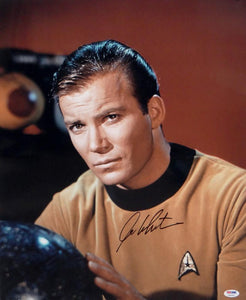 William Shatner Signed Star Trek 16x20 Up Close with Globe *Blk Photo-PSA Auth