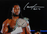 Lennox Lewis Autographed 16x20 with Belts PF Photo- JSA W Authenticated