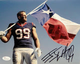 JJ Watt Autographed Houston Texans 8x10 w/ Texas Flag Photo- JSA W Auth