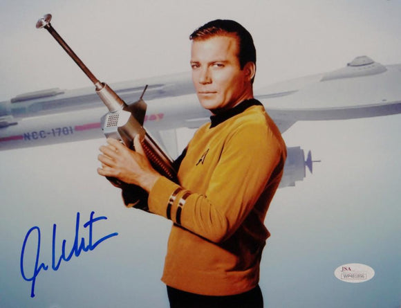 William Shatner Signed Star Trek 8x10 Photo Enterprise/Space Gun - JSA W Auth