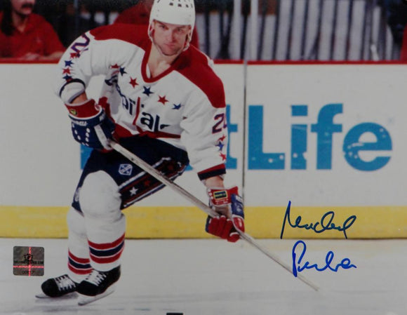 Michael Pivonka Signed Capitals 8x10 White Jersey Photo- Jersey Source Auth