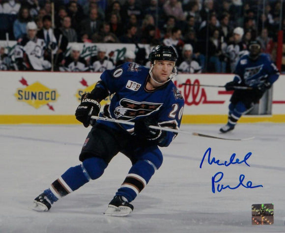 Michael Pivonka Signed Capitals 8x10 Blue Jersey Photo- Jersey Source Auth