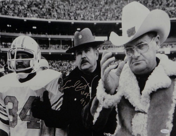Earl Campbell HOF Signed Houston Oilers 16x20 W/ Bum Phillips *Silver Photo JSA W Auth