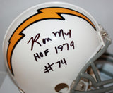 Ron Mix Autographed San Diego TB 61-73 Mini Helmet- SGC Auth