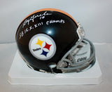 Roy Gerela Signed Steelers 63-76 Mini Helmet W/ SB Champs- Jersey Source *white
