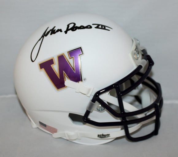 Jon Ross Signed Washington Huskies White Mini Helmet - JSA Witness Auth *black*
