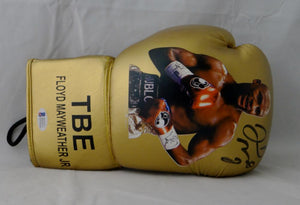 Floyd Mayweather Autographed Gold TBE Image Custom Boxing Glove - Beckett Authen