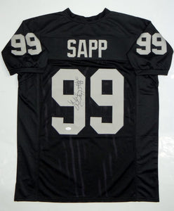 Warren Sapp Autographed Black Pro Style Jersey HOF- JSA Witness Auth *Vert HOF