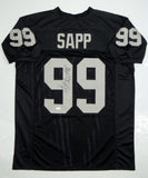 Warren Sapp Autographed Black Pro Style Jersey HOF- JSA Witness Auth *Vert HOF