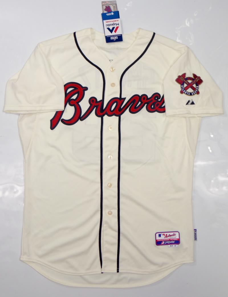 John Smoltz Men's Atlanta Braves Alternate Jersey - Cream Authentic