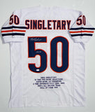 Mike Singletary Autographed White Pro Style Stat1 Jersey w/ HOF JSA W Auth