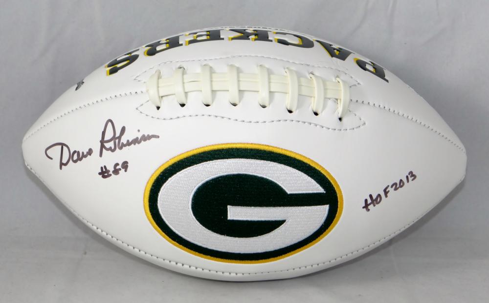 The Jersey Source Dave Robinson Signed Green Bay Packers Logo Football w/HOF- Jersey Source Auth