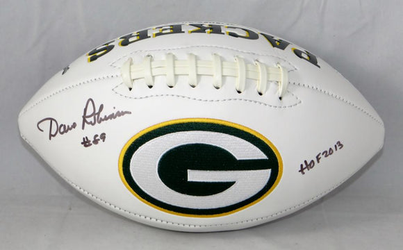 Dave Robinson Signed Green Bay Packers Logo Football w/HOF- Jersey Source Auth
