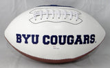 Jim McMahon Autographed BYU Cougars Logo Football  *Left- JSA W Auth