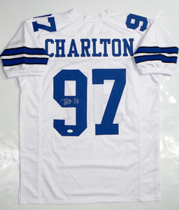 Taco Charlton Autographed White Pro Style Jersey- JSA Witnessed Auth