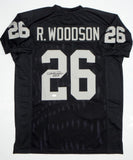 Rod Woodson Autographed Black Pro Style Jersey with HOF- JSA Witness Authenticated
