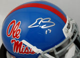 Evan Engram Autographed Ole Miss Rebels LT Blue Schutt Mini Helmet- JSA Auth