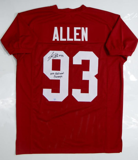 Jonathan Allen Autographed Maroon College Style Jersey w/ Natl Champ- SGC Auth