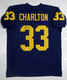 Taco Charlton Autographed Navy Blue College Style Jersey- JSA W Auth