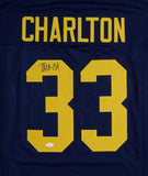 Taco Charlton Autographed Navy Blue College Style Jersey- JSA W Auth