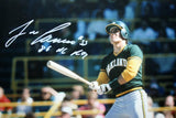 Jose Canseco Autographed *White 8x10 Swinging Photo W/ 86 AL ROY- JSA W Auth