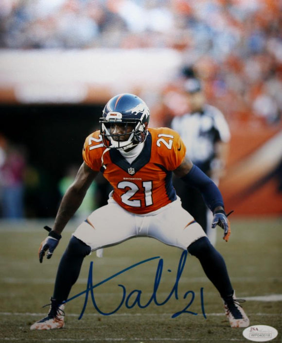 Aqib Talib Autographed Broncos 8x10 Orange Jersey Photo- JSA Witness Auth