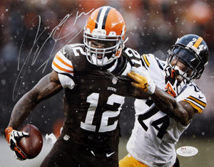 Josh Gordon Autographed 8x10 Running Against Steelers Photo- JSA W Authenticated